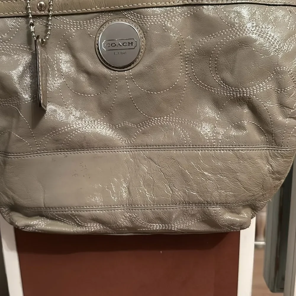 Coach Taupe Patent Leather Purse